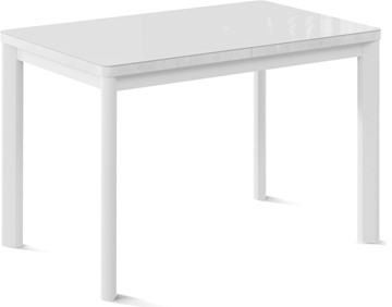 Обеденный раздвижной стол Токио-1G (ноги металлические белые, cтекло cristal/белый цемент) в Рыбинске
