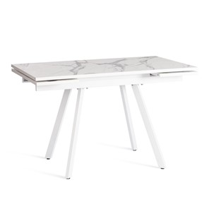 Кухонный раздвижной стол VIGO ЛДСП/HPL/металл,120x80x30х30х75 см, Мрамор светлый/белый арт.20623 в Ярославле
