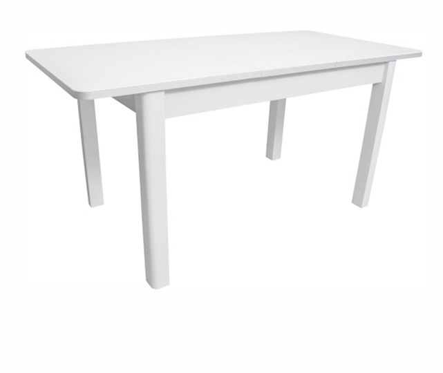 Кухонный стол раскладной Айсберг-07 СТ1, белое ЛДСП/стекло белое/прямые массив белый в Ярославле - изображение 1
