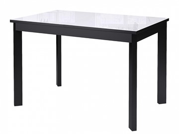 Кухонный стол раздвижной Dikline Ls110, стекло белое/ножки черные в Ярославле
