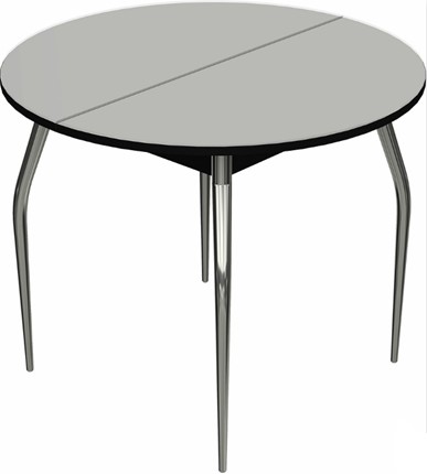 Кухонный стол раскладной Ривьера исп. круг хром №5 (стекло белое/черный) в Ярославле - изображение