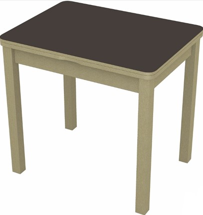 Кухонный раздвижной стол Бари дерево №8 (стекло коричневое/дуб выбеленный) в Ярославле - изображение