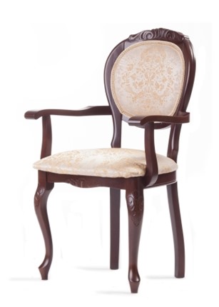 Обеденный стул Барокко с резьбой и подлокотниками (стандартная покраска) в Ярославле - изображение