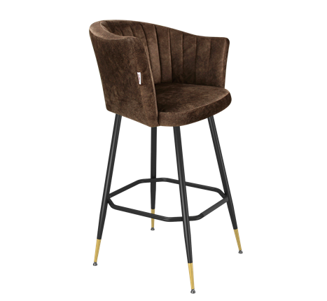 Барный стул SHT-ST42-1 / SHT-S148 (кофейный трюфель/черный муар/золото) в Ярославле - изображение