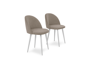 Комплект из 2-х  мягких стульев для кухни Лайт бежевый белые ножки в Ярославле