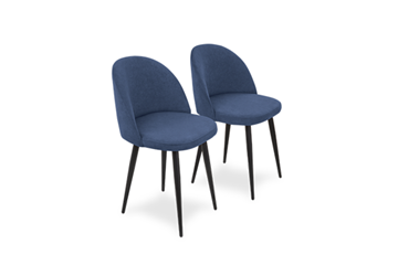Комплект из 2-х  мягких стульев для кухни Лайт синий черные ножки в Ярославле