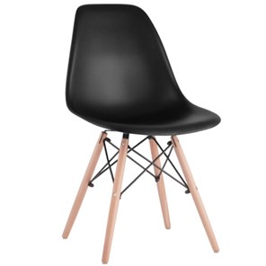 Обеденный стул BRABIX "Eames CF-010", пластик черный, опоры дерево/металл, 532631, 2033A в Ярославле