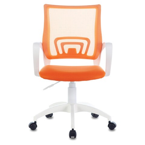 Офисное кресло Brabix Fly MG-396W (с подлокотниками, пластик белый, сетка, оранжевое) 532401 в Ярославле - изображение 1