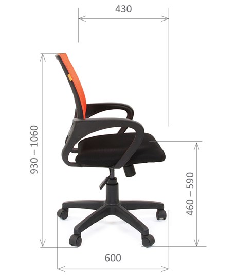 Компьютерное кресло CHAIRMAN 696 black Сетчатый акрил DW66 оранжевый в Рыбинске - изображение 2