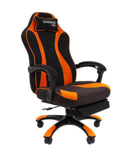 Кресло игровое CHAIRMAN GAME 35 с выдвижной подставкой для ног Ткань черная / Ткань оранжевая в Ярославле