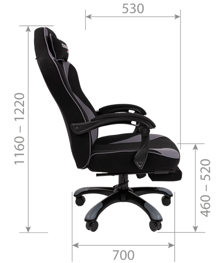 Кресло игровое CHAIRMAN GAME 35 с выдвижной подставкой для ног Ткань черная / Ткань оранжевая в Ярославле - изображение 6