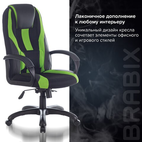 Компьютерное кресло Brabix Premium Rapid GM-102 (экокожа/ткань, черное/зеленое) 532419 в Ярославле - изображение 8