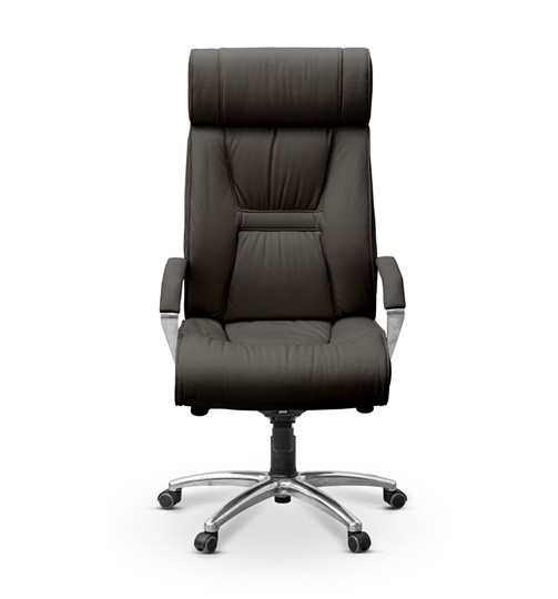 Офисное кресло для руководителя Олимп X (подлокотники хромированные) экокожа премиум / черная CN1114 в Ярославле - изображение 1