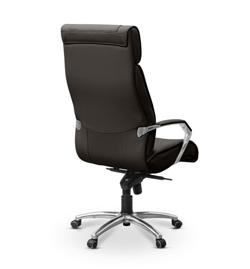 Офисное кресло для руководителя Олимп X (подлокотники хромированные) экокожа премиум / черная CN1114 в Ярославле - изображение 6