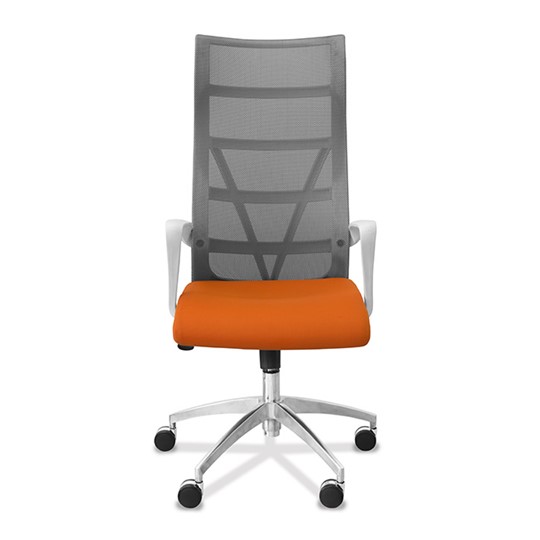 Кресло в офис Топ X белый каркас, сетка/ткань TW / серая/оранжевая в Ярославле - изображение 1