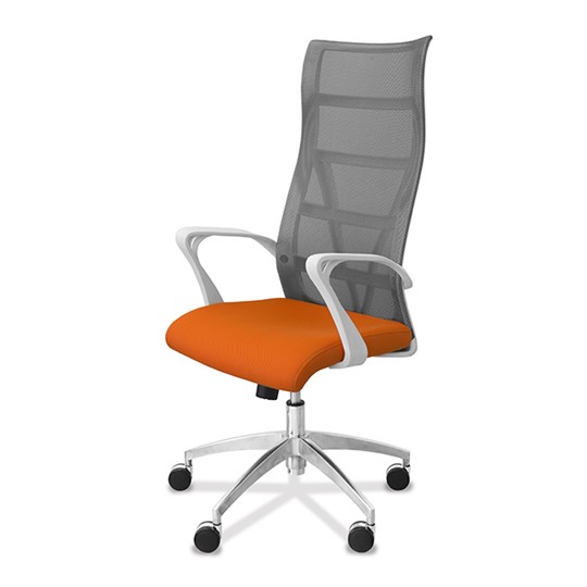 Кресло в офис Топ X белый каркас, сетка/ткань TW / серая/оранжевая в Ярославле - изображение 2