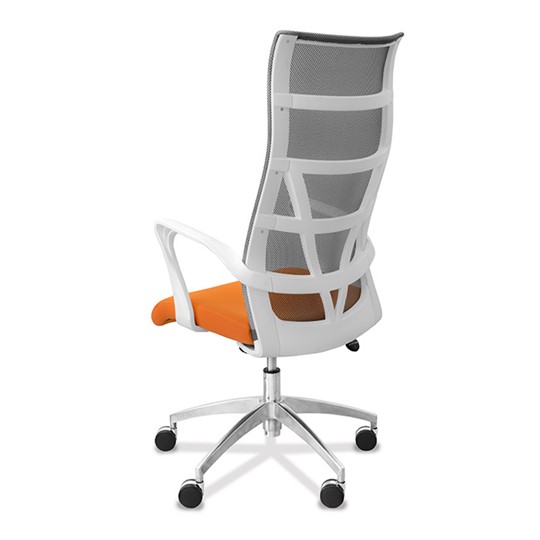 Кресло в офис Топ X белый каркас, сетка/ткань TW / серая/оранжевая в Ярославле - изображение 4