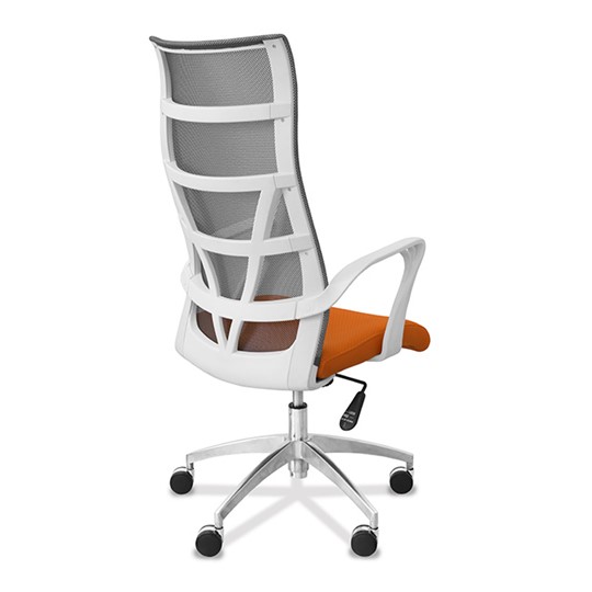 Кресло в офис Топ X белый каркас, сетка/ткань TW / серая/оранжевая в Ярославле - изображение 6