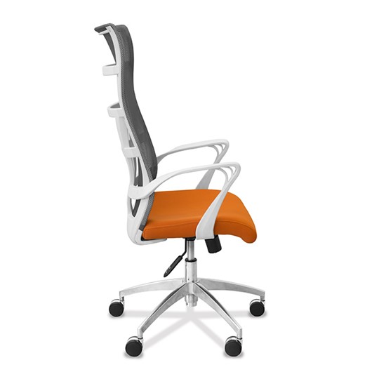 Кресло в офис Топ X белый каркас, сетка/ткань TW / серая/оранжевая в Ярославле - изображение 7