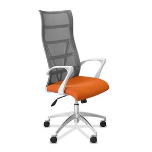 Кресло в офис Топ X белый каркас, сетка/ткань TW / серая/оранжевая в Ярославле - предосмотр 8