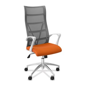 Кресло в офис Топ X белый каркас, сетка/ткань TW / серая/оранжевая в Ярославле - предосмотр 9