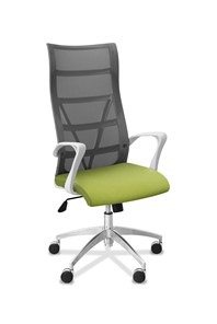 Кресло в офис Топ X белый каркас, сетка/ткань Bahama / серая/фисташковая в Ярославле