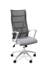Кресло офисное Топ X белый каркас, сетка/ткань TW / серая/ серая в Ярославле - предосмотр