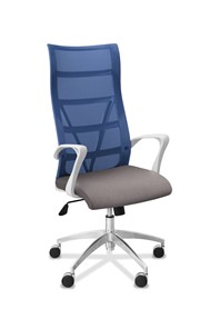 Кресло для руководителя Топ X белый каркас, сетка/ткань TW / синяя/серая в Ярославле - предосмотр
