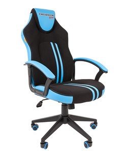 Кресло игровое CHAIRMAN GAME 26  Экокожа - Ткань стандарт. Черный/голубой в Ярославле - предосмотр