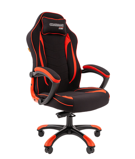 Кресло игровое CHAIRMAN GAME 28 Полиэстер комбинированная ткань красный/черный в Ярославле - изображение 1
