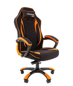 Кресло игровое CHAIRMAN GAME 28 Полиэстер комбинированная ткань оранжевый/черный в Ярославле - предосмотр