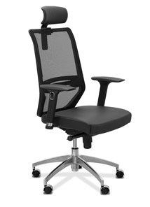 Офисное кресло Aero lux с подголовником, сетка/экокожа / черная/черная CN1114 в Ярославле