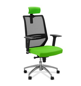 Офисное кресло для руководителя Aero lux с подголовником, сетка/ткань TW / черная/ салатовая в Ярославле