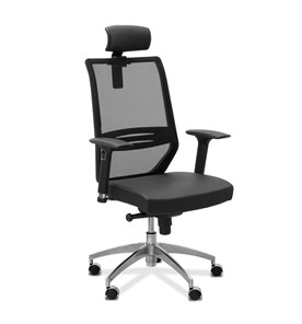 Офисное кресло Aero lux с подголовником, сетка/ткань TW / черная/черная в Ярославле