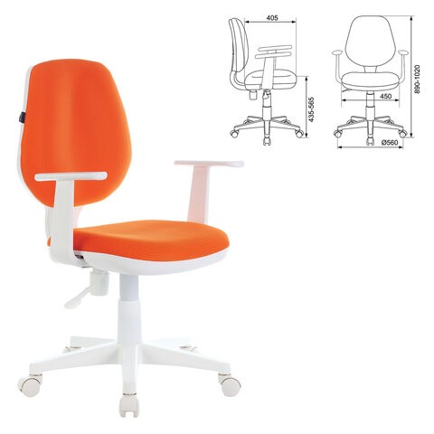 Кресло Brabix Fancy MG-201W (с подлокотниками, пластик белый, оранжевое) 532410 в Ярославле - изображение 3