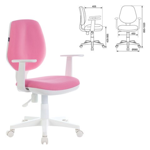 Офисное кресло Brabix Fancy MG-201W (с подлокотниками, пластик белый, розовое) 532409 в Рыбинске - изображение 3