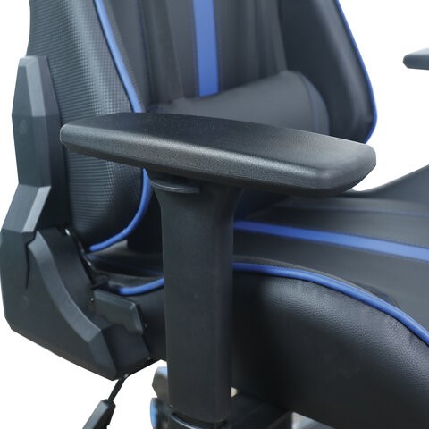 Кресло компьютерное BRABIX "GT Carbon GM-120", две подушки, экокожа, черное/синее, 531930 в Ярославле - изображение 12