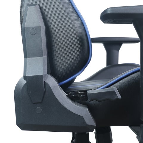 Кресло компьютерное BRABIX "GT Carbon GM-120", две подушки, экокожа, черное/синее, 531930 в Ярославле - изображение 14