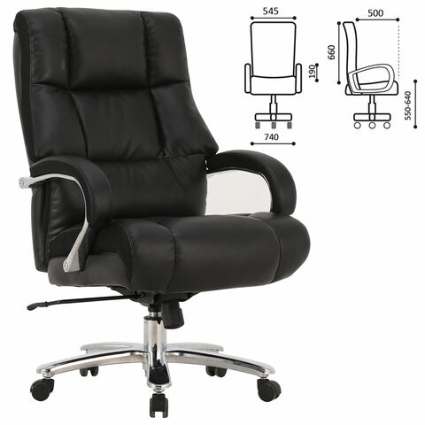 Кресло компьютерное Brabix Premium Bomer HD-007 (рециклированная кожа, хром, черное) 531939 в Ярославле - изображение 6
