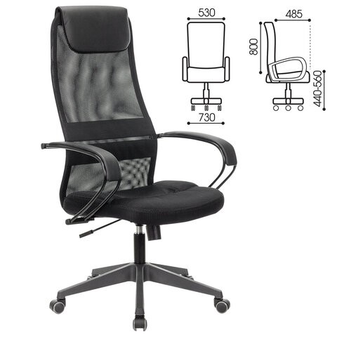 Кресло компьютерное Brabix Premium Stalker EX-608 PL (ткань-сетка/кожзам, черное) 532090 в Ярославле - изображение 11