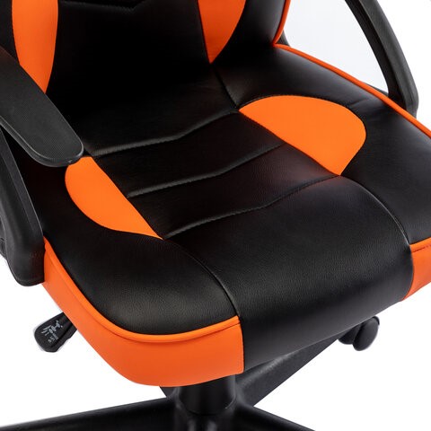 Кресло офисное BRABIX "Shark GM-203", экокожа, черное/оранжевое, 532513 в Ярославле - изображение 6