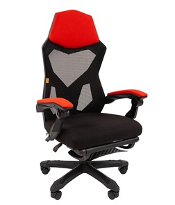Кресло компьютерное CHAIRMAN 571 с подставкой для ног , сетчатый акрил / полиэстер черный/красный в Ярославле - предосмотр
