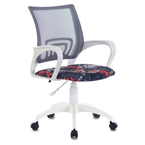 Офисное кресло Brabix Fly MG-396W (с подлокотниками, пластик белый, сетка, серое с рисунком "Graffity") 532404 в Ярославле - предосмотр