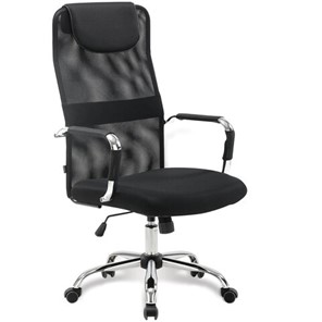 Кресло офисное Brabix Fit EX-514 (с подголовником, хром, черное) 531949 в Рыбинске