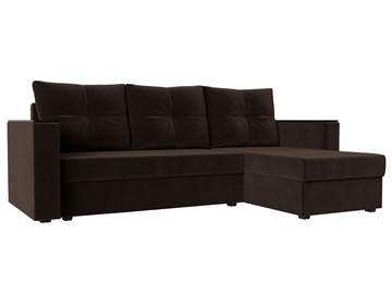 Угловой диван с оттоманкой Атланта Лайт Б/С, Коричневый (Микровельвет) в Ярославле