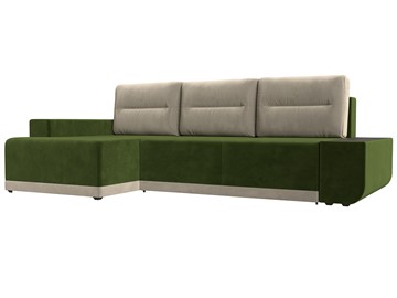 Угловой диван с оттоманкой Чикаго, Зеленый/Бежевый (микровельвет) в Ярославле
