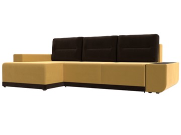Угловой диван для гостиной Чикаго, Желтый/Коричневый (микровельвет) в Ярославле