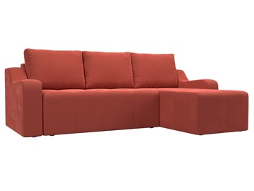 Угловой диван для гостиной Элида, Коралловый (микровельвет) в Ярославле - предосмотр