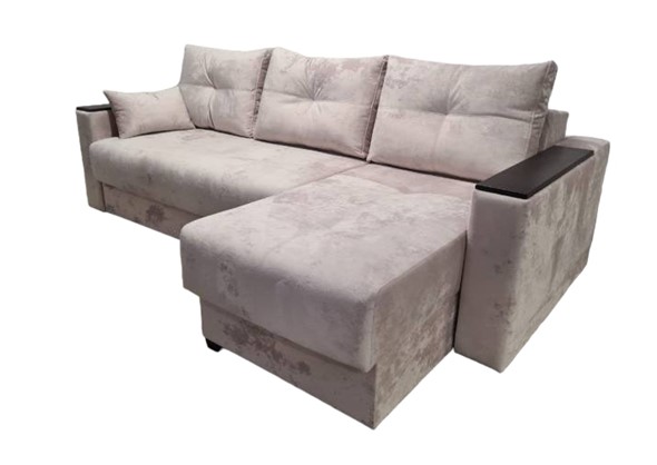 Угловой диван Комфорт 3 НПБ подлокотники МДФ, с оттоманкой в Ярославле - изображение