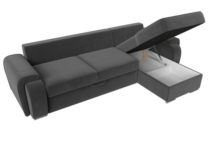 Угловой раскладной диван Лига-025, Серый (Велюр) в Ярославле - изображение 2